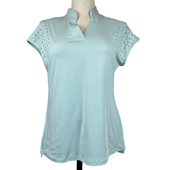 Tanmolo Tops - Tanmolo V-Neck Activewear Top Womens Sz S Mint Green Perforated Cap Sleeves NWT